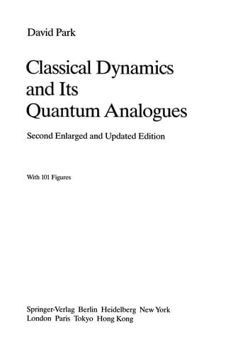 Tapa de Classical Dynamics and Its Quantum Analogues
