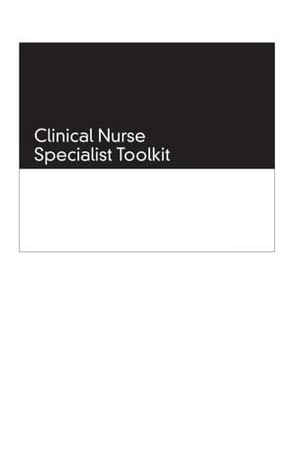 Tapa de Clinical nurse specialist toolkit