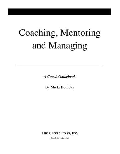 Tapa de Coaching, mentoring, and managing