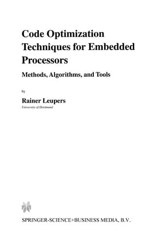 Tapa de Code Optimization Techniques for Embedded Processors