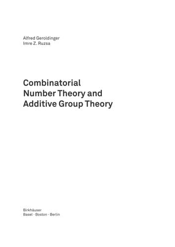 Tapa de Combinatorial number theory and additive group theory