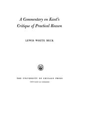Tapa de A commentary on Kant's Critique of practical reason