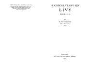 Tapa de A commentary on Livy, books 1-5