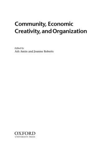 Tapa de Community, economic creativity, and organization