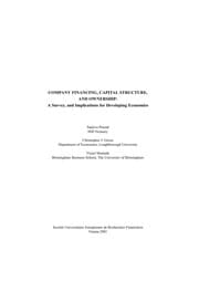 Tapa de Company financing, capital structure, and ownership