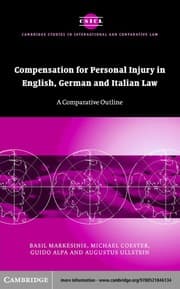 Tapa de Compensation for personal injury in English, German and Italian law