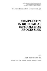 Tapa de Complexity in biological information processing