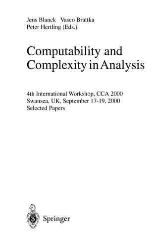 Tapa de Computability and complexity in analysis