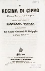 Tapa de La regina di Cipro