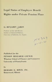 Tapa de Legal status of employee benefit rights under private pension plans