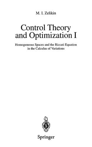 Tapa de Control theory and optimization I