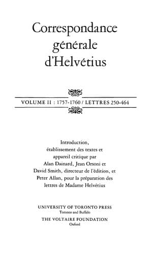 Tapa de Correspondance générale d'Helvétius