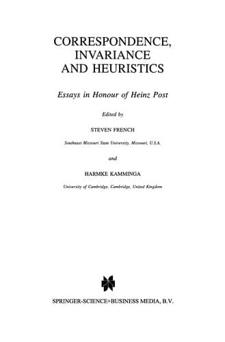 Tapa de Correspondence, Invariance and Heuristics