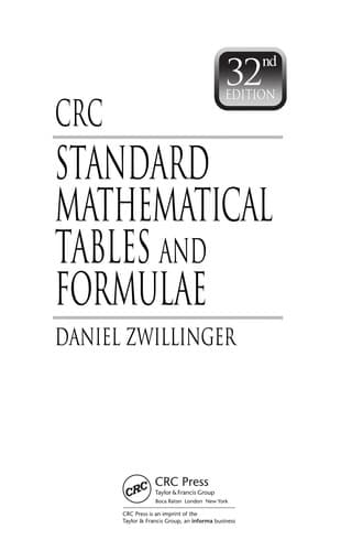 Tapa de CRC standard mathematical tables and formulae