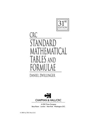 Tapa de Standard mathematical tables and formulae