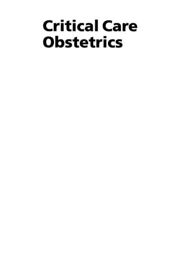 Tapa de Critical care obstetrics