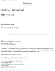 Tapa de Critical theory of the family