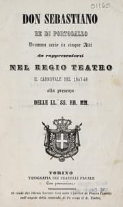 Tapa de Don Sebastiano, re di Portogallo