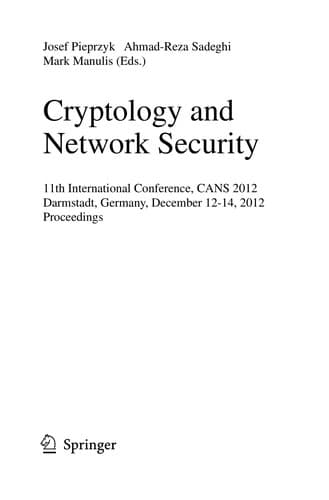 Tapa de Cryptology and Network Security