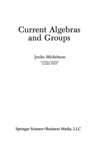 Tapa de Current Algebras and Groups