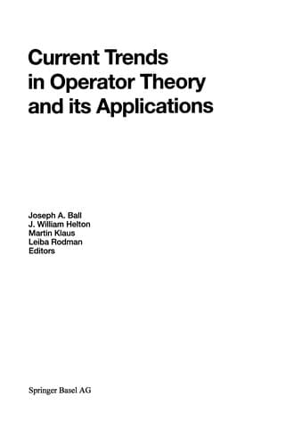 Tapa de Current Trends in Operator Theory and its Applications
