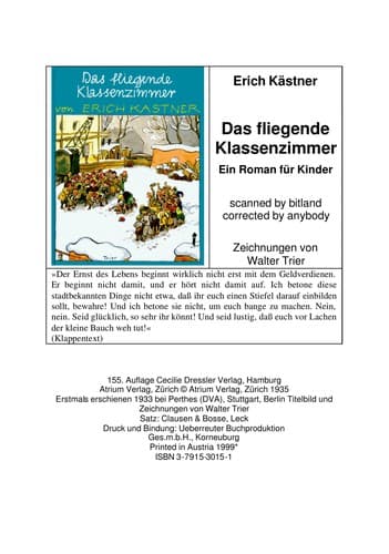 Tapa de Das fliegende Klassenzimmer
