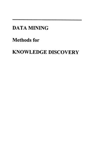 Tapa de Data Mining Methods for Knowledge Discovery
