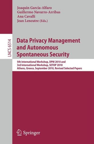 Tapa de Data Privacy Management and Autonomous Spontaneous Security