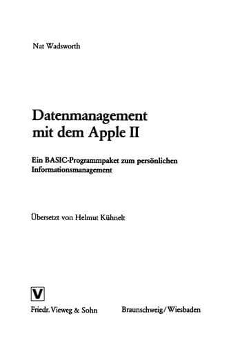 Tapa de Datenmanagement mit dem Apple II