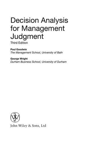 Tapa de Decision Analysis for Management Judgment