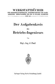 Tapa de Der Aufgabenkreis des Betriebs-Ingenieurs