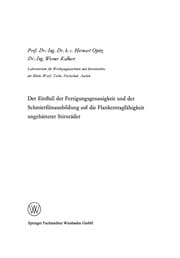 Tapa de Der Einfluß der Fertigungsgenauigkeit und der Schmierfilmausbildung auf die Flankentragfähigkeit ungehärteter Stirnräder