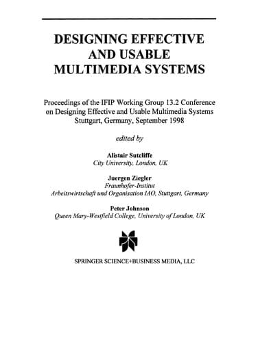 Tapa de Designing Effective and Usable Multimedia Systems