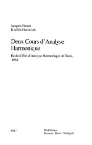 Tapa de Deux cours d'analyse harmonique