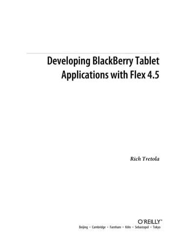 Tapa de Developing BlackBerry Tablet applications with Flex 4.5