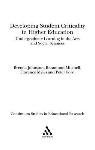 Tapa de Developing student criticality in higher education