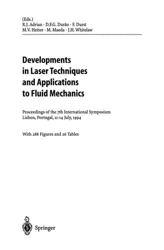 Tapa de Developments in Laser Techniques and Applications to Fluid Mechanics
