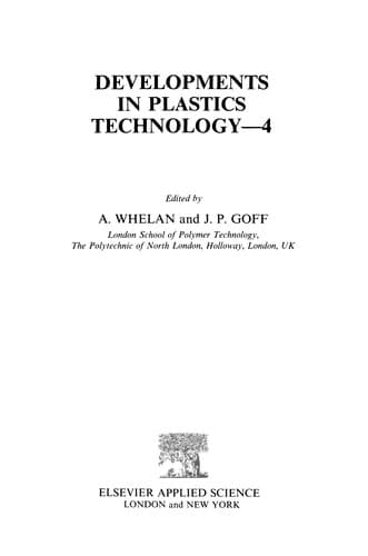 Tapa de Developments in Plastics Technology--4