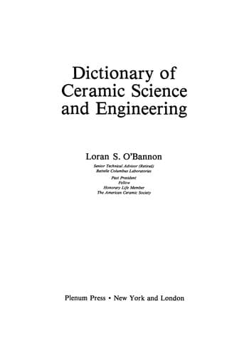 Tapa de Dictionary of Ceramic Science and Engineering