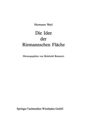 Tapa de Die Idee der Riemannschen Fläche