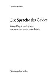 Tapa de Die Sprache des Geldes