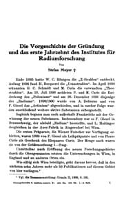 Tapa de Die Vorgeschichte der Gründung und das erste Jahrzehnt des Institutes für Radiumforschung