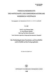 Tapa de Die Werkstückgüte beim Feindrehen und Feinschleifen und ihr Einfluß auf die Fertigungskosten