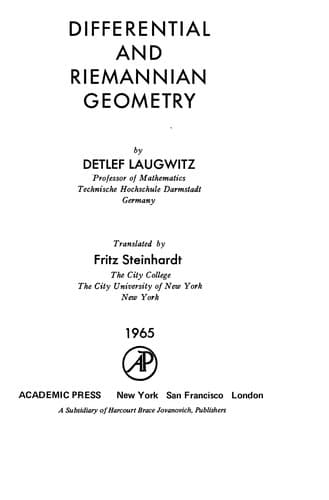 Tapa de Differential and Riemannian geometry