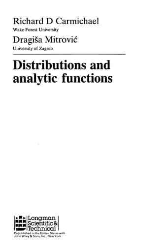 Tapa de Distributions and analytic functions