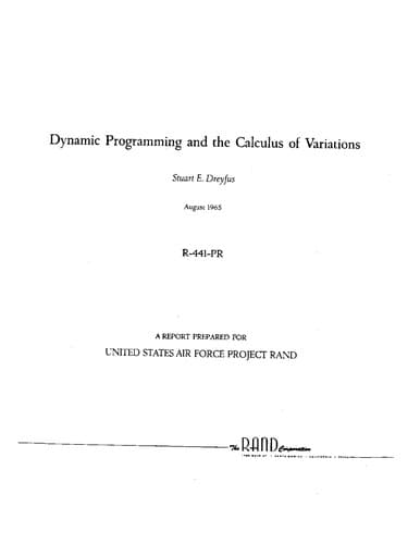 Tapa de Dynamic programming and the calculus of variations