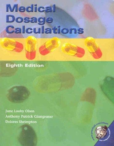 Tapa de Medical Dosage Calculations, Eighth Edition
