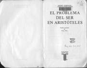 Tapa de El problema del ser en Aristóteles