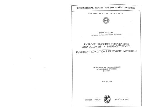 Tapa de Entropy, absolute temperature and coldness in thermodynamics