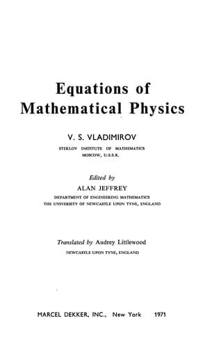 Tapa de Equations of mathematical physics
